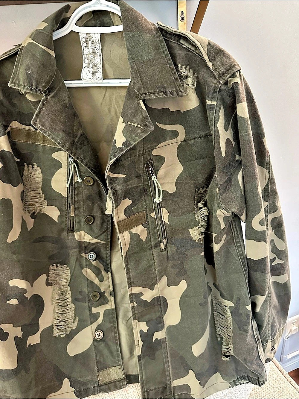Sadie & Sage Women's Camo Utility Jacket Cotton Medium